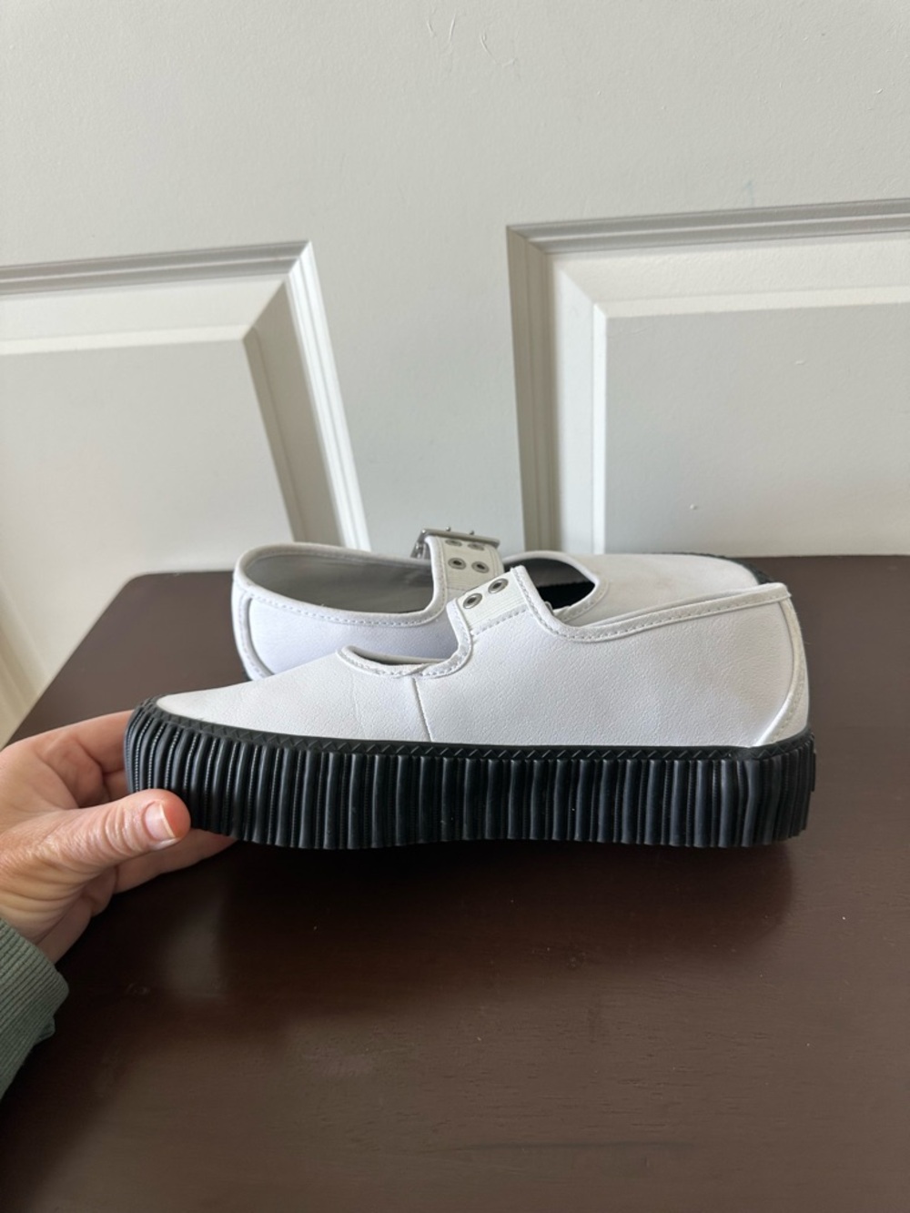 Vans White Mary Jane Creeper Buckle Shoe Size 7.5 - Picture 9 of 11